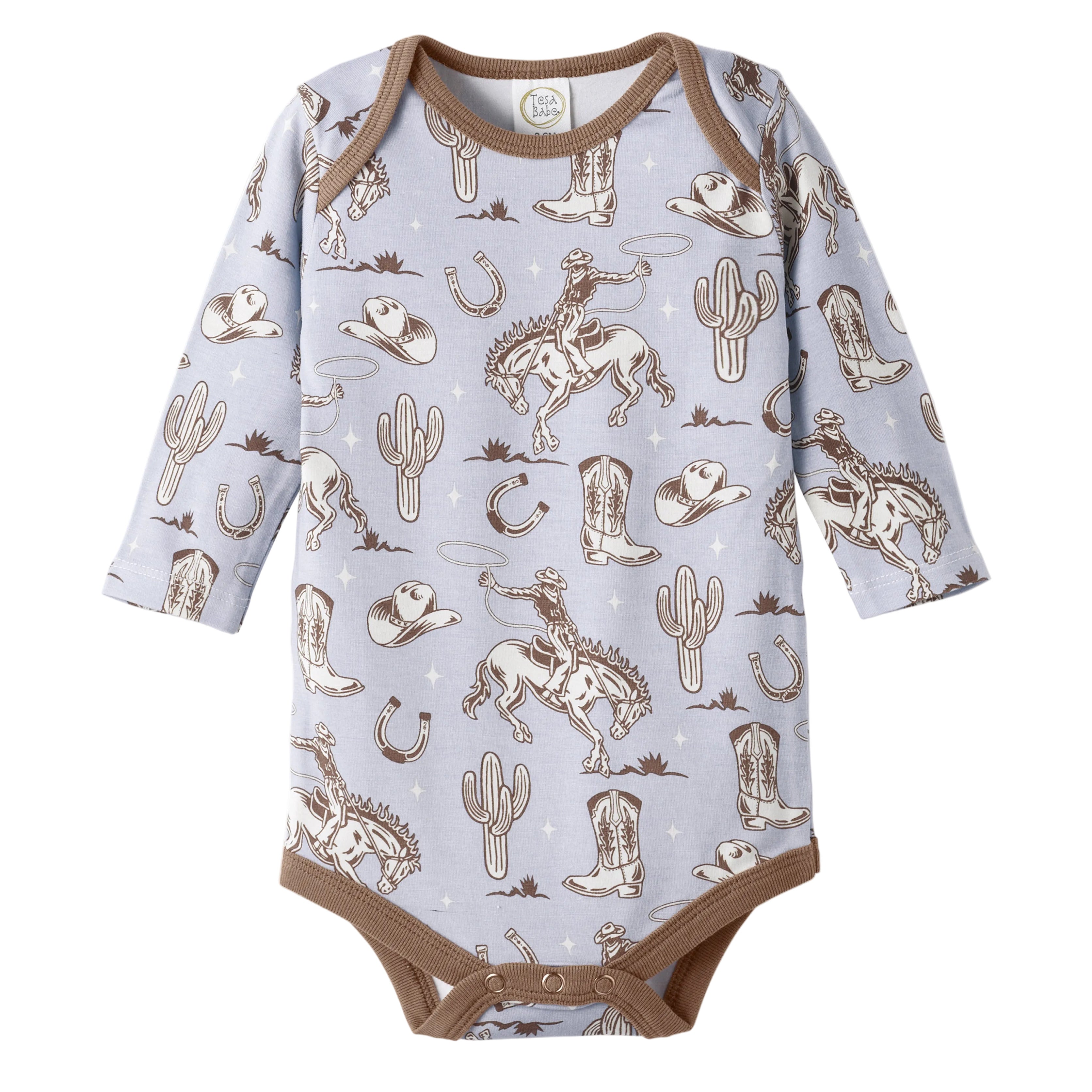 Wild Wrangler/Blue Western Cowboy Bamboo Baby Boy Bodysuit