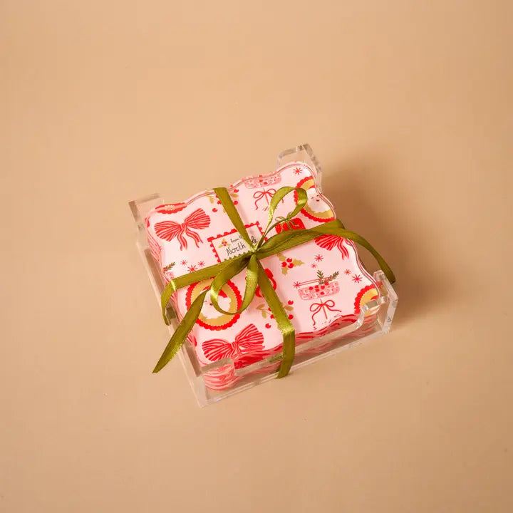 Table Talk Acrylic Coaster Set-Mistletoe Magic
