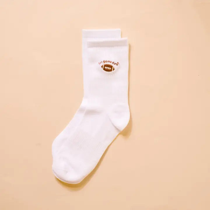 Embroidered Crew Socks–It's Game Day