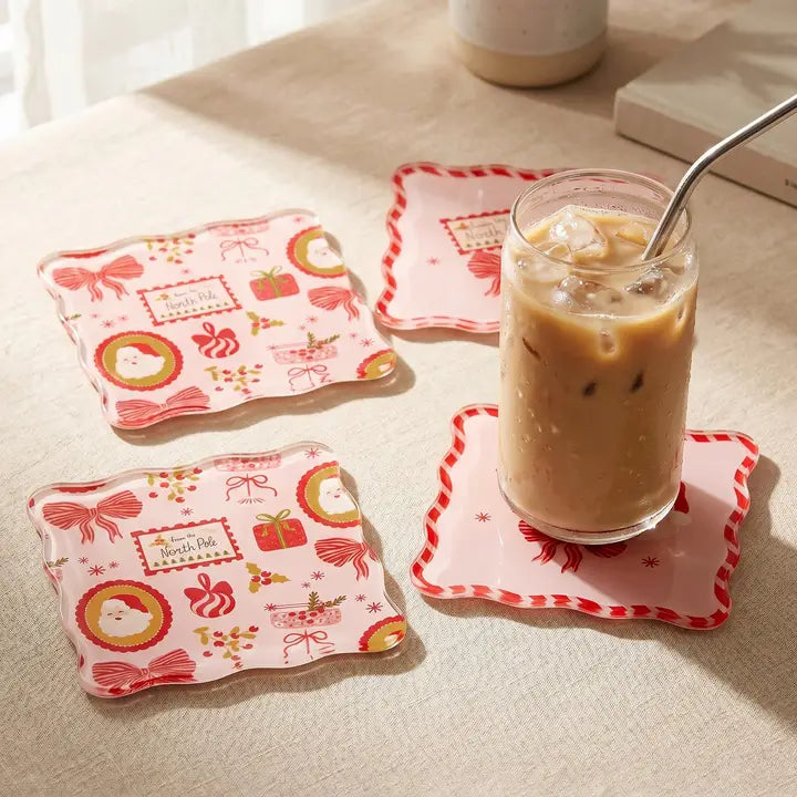 Table Talk Acrylic Coaster Set-Mistletoe Magic