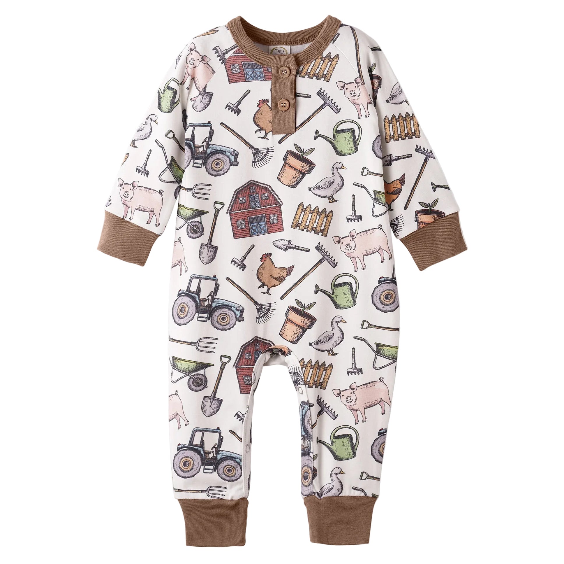 Farmer's Market Baby Henley Romper - Bamboo One Piece