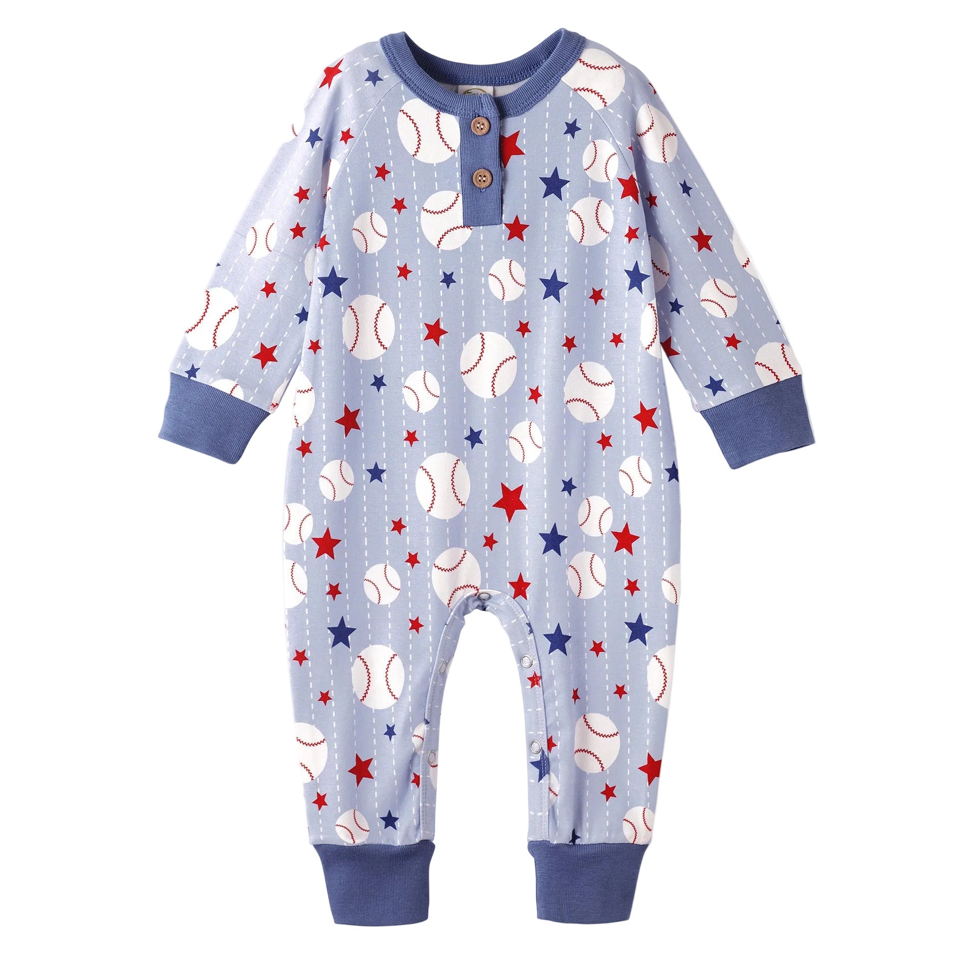 Grand Slam Bamboo Baseball Henley Romper for Baby Boys