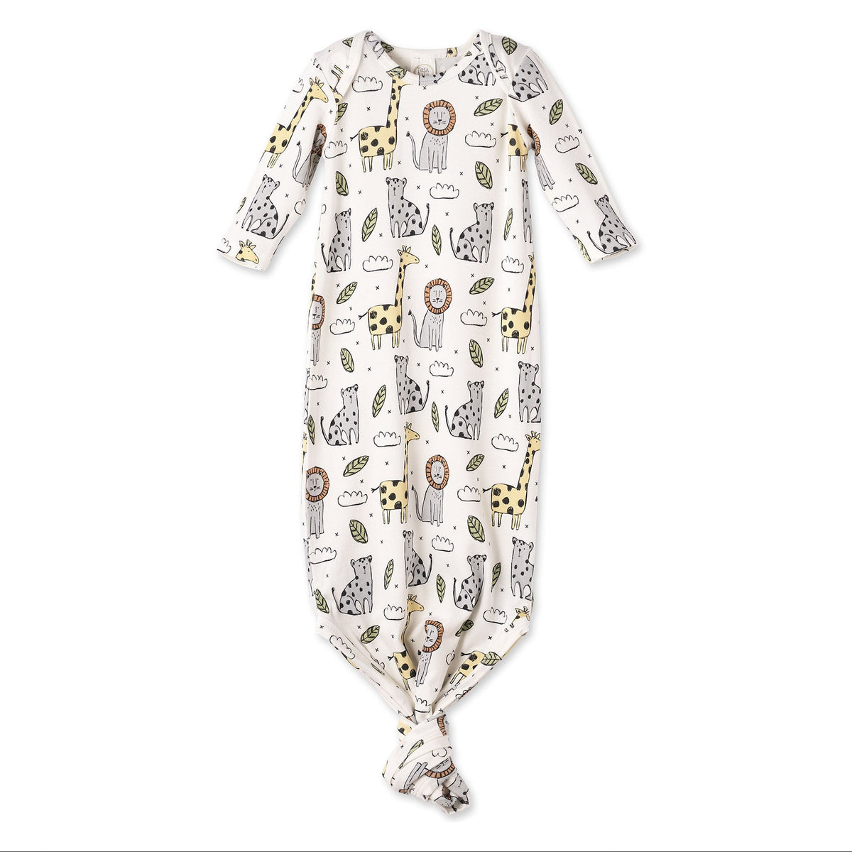 Safari Snuggles Bamboo Baby Knotted Gown Jungle Print