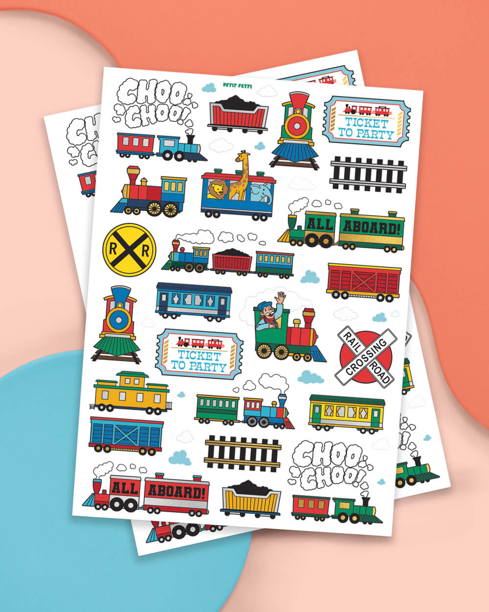 Train Temporary Tattoos - 48 metallic styles