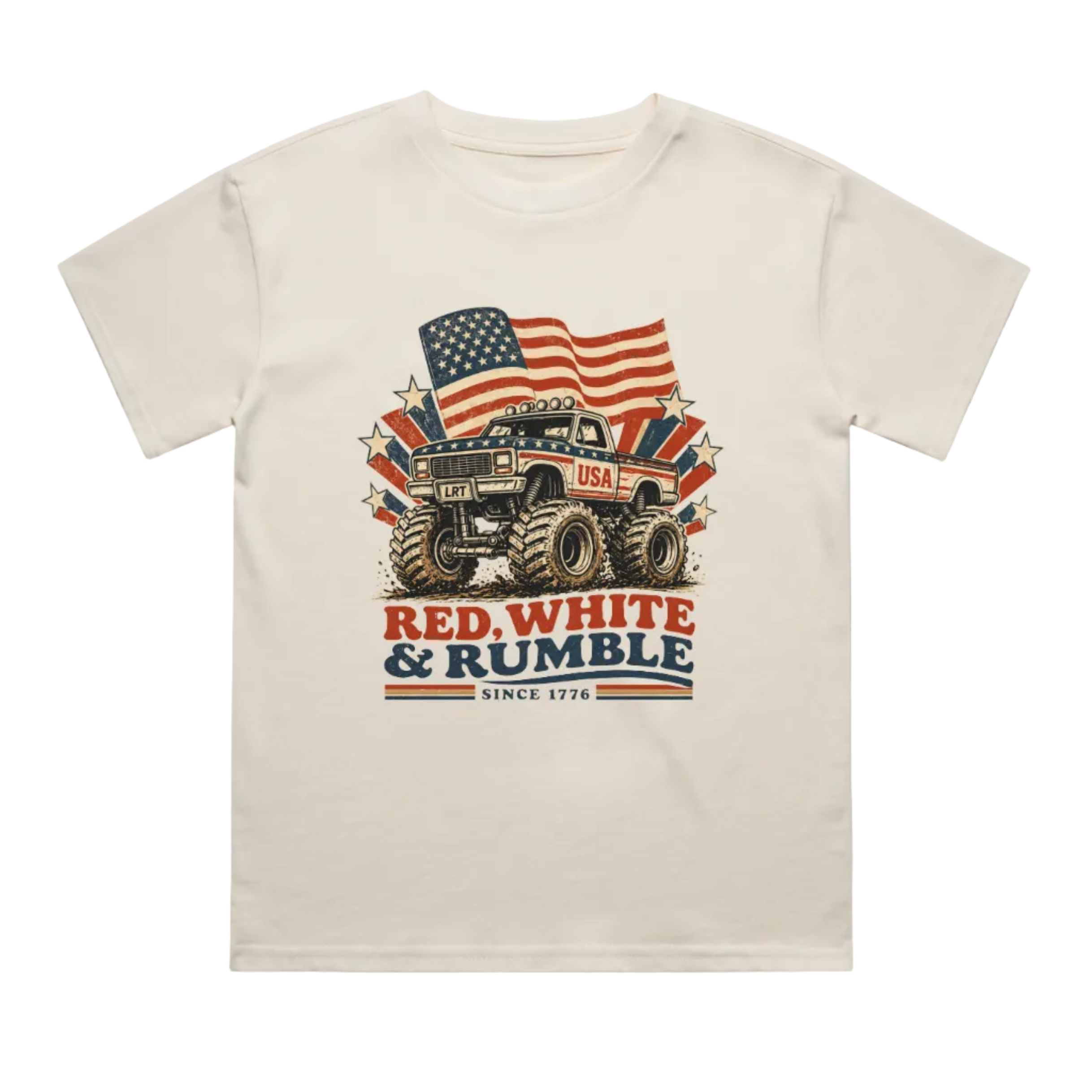 RED WHITE AND RUMBLE TEE - VINTAGE CREAM