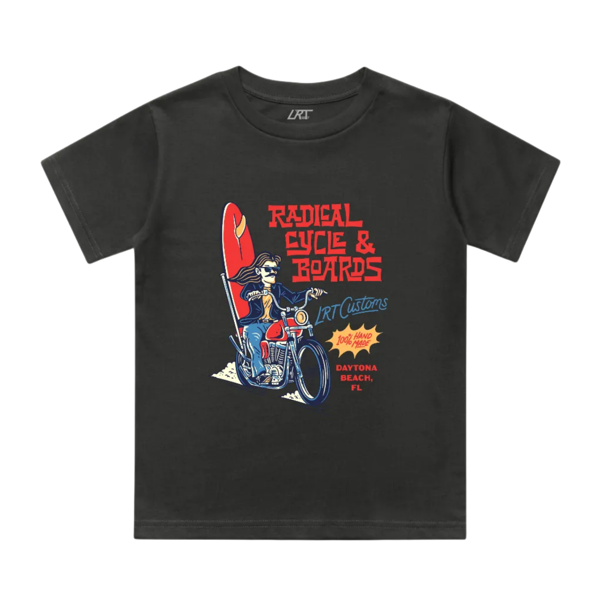 RADICAL CYCLE AND BOARDS TEE - BLACK (FRONT ONLY)