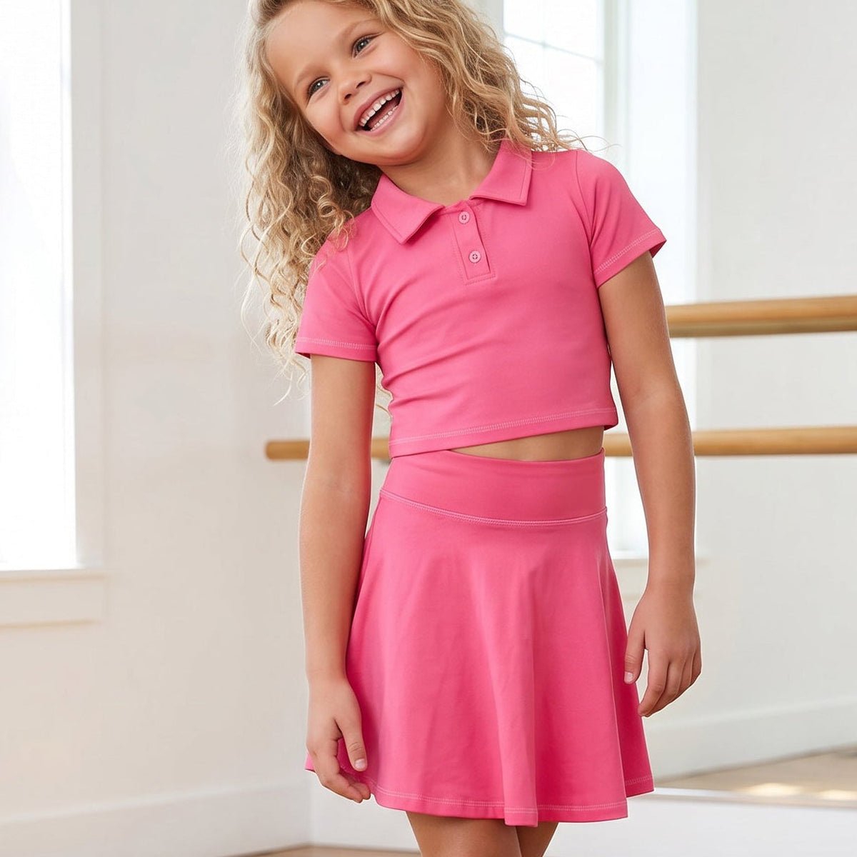 Active Bright Pink Polo Set