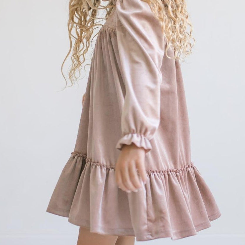 Alexa Champagne Velvet Dress