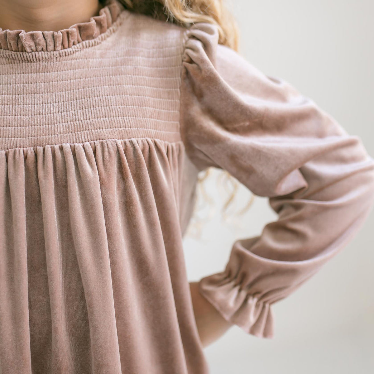 Alexa Champagne Velvet Dress