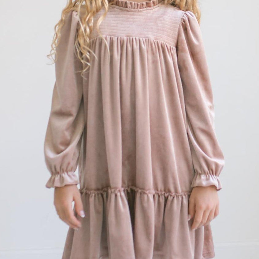 Alexa Champagne Velvet Dress