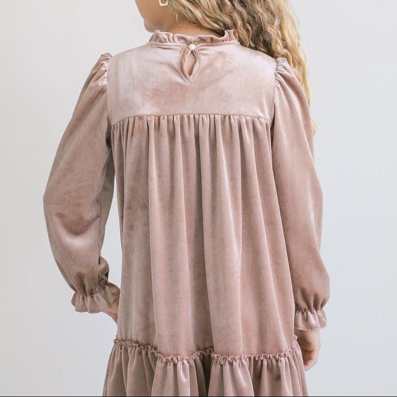Alexa Champagne Velvet Dress