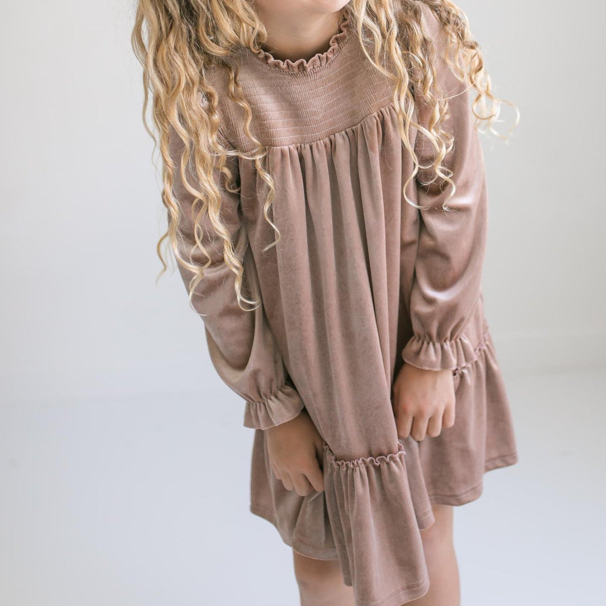 Alexa Champagne Velvet Dress