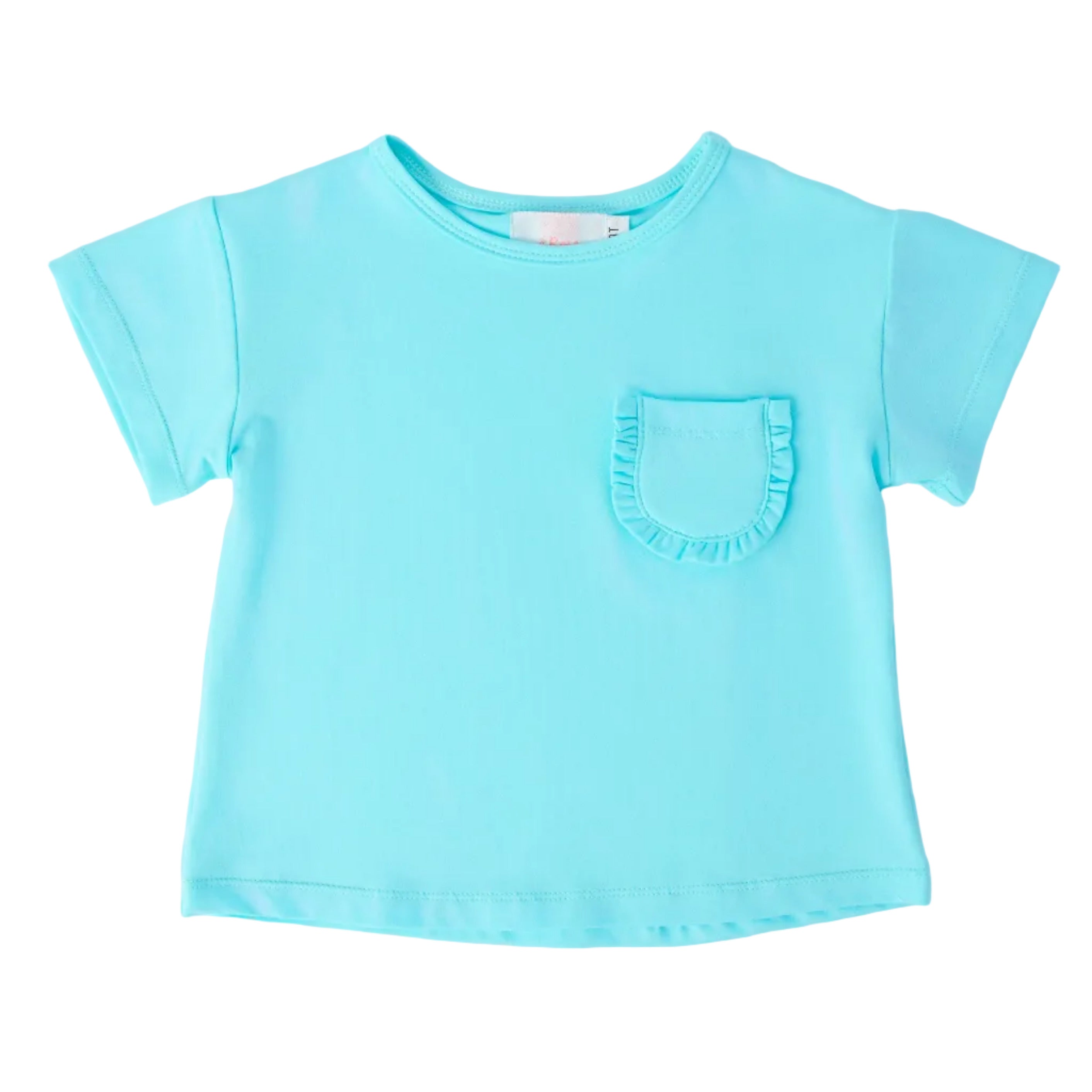 Aqua Ruffle Pocket Tee
