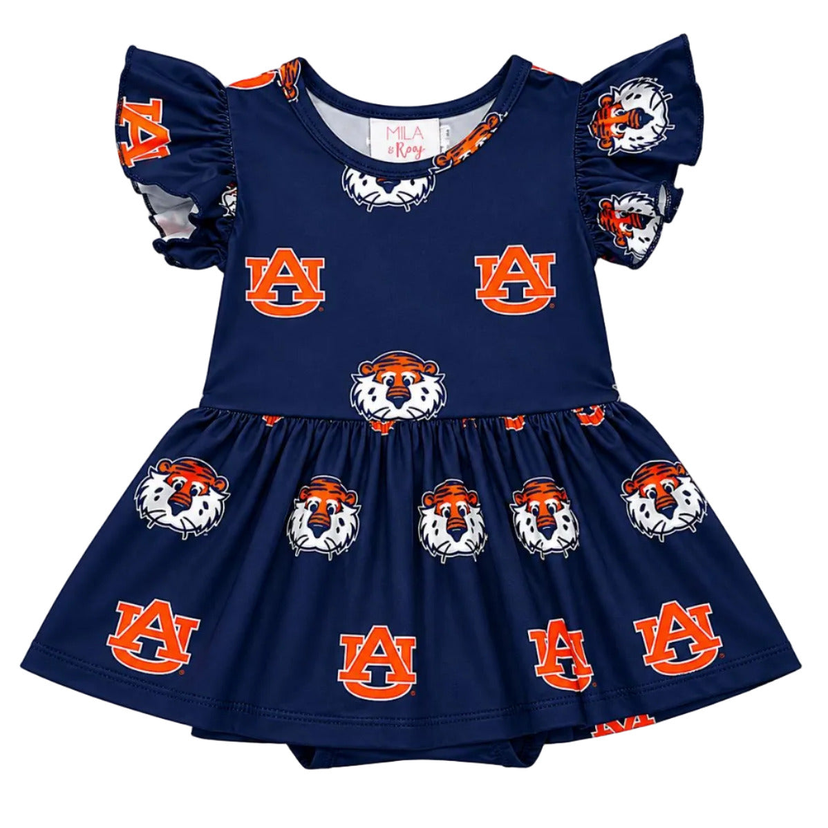 Auburn Blue Aubie S/S Flutter Twirl Bodysuit