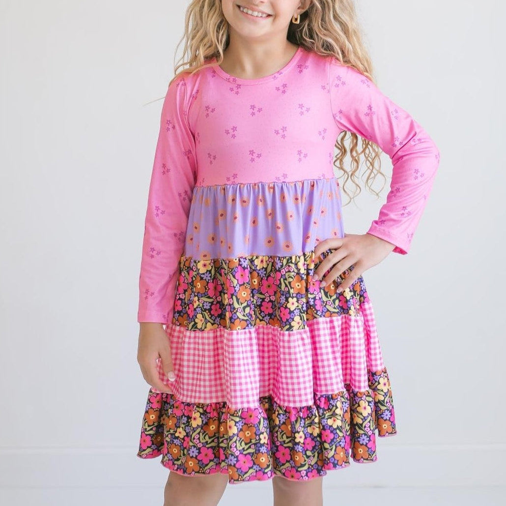 Avery Bright Pink Floral Long Sleeve Dress