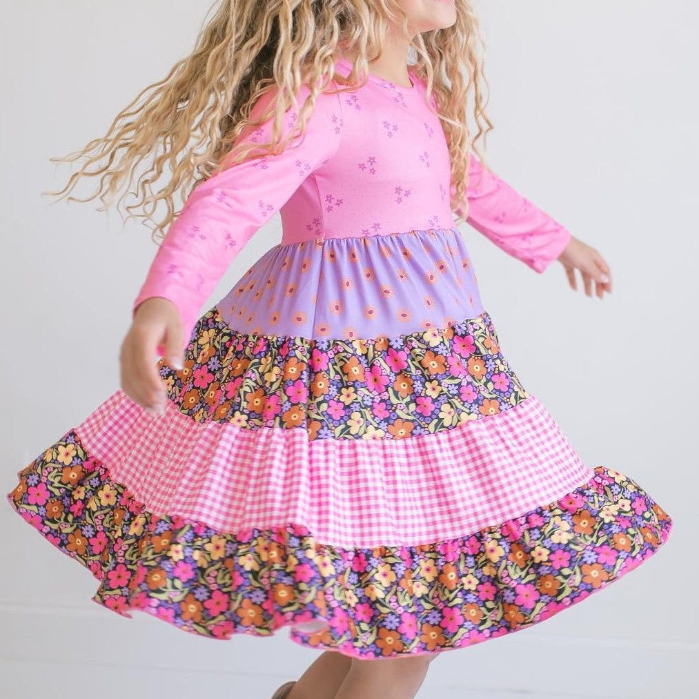 Avery Bright Pink Floral Long Sleeve Dress