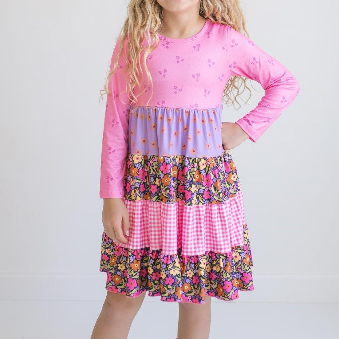 Avery Bright Pink Floral Long Sleeve Dress
