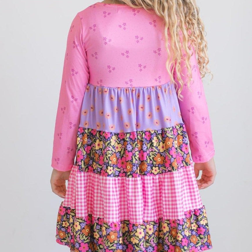 Avery Bright Pink Floral Long Sleeve Dress