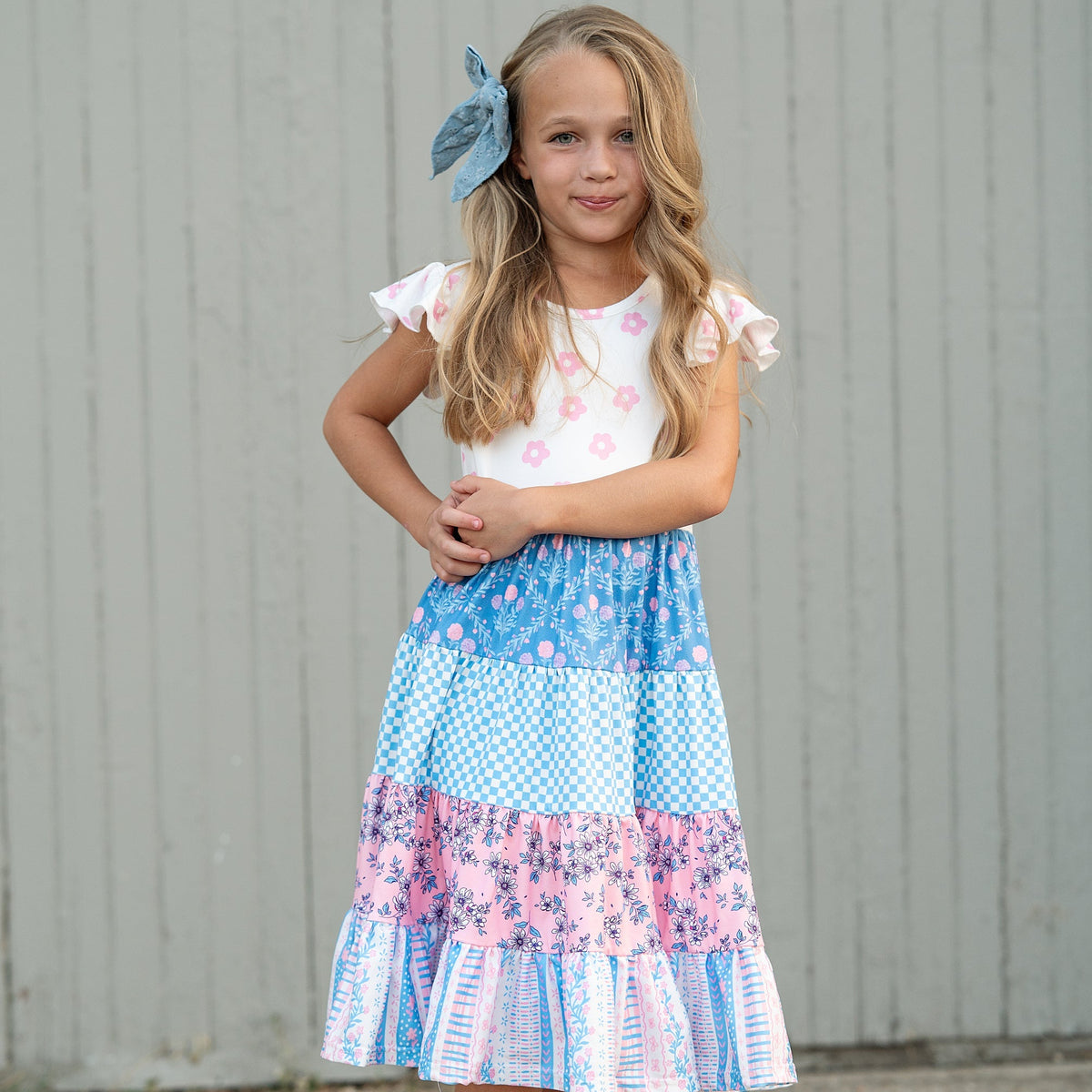 Avery Pink Blue Floral Dress