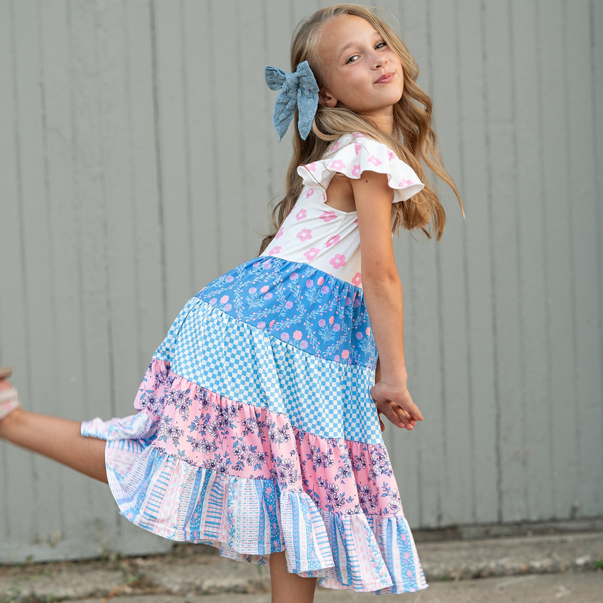 Avery Pink Blue Floral Dress