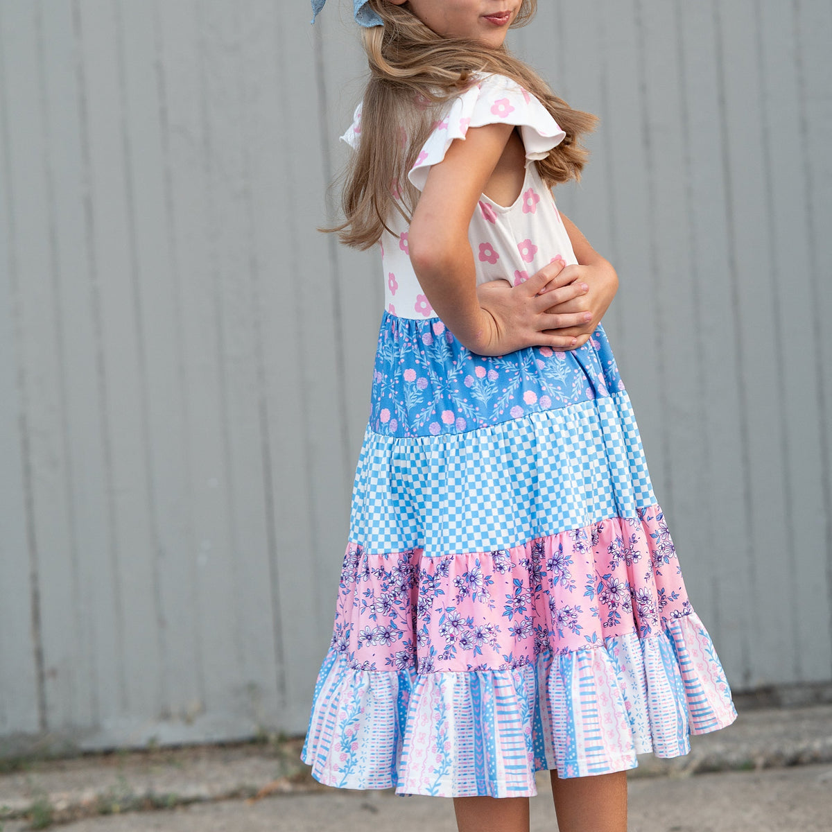 Avery Pink Blue Floral Dress