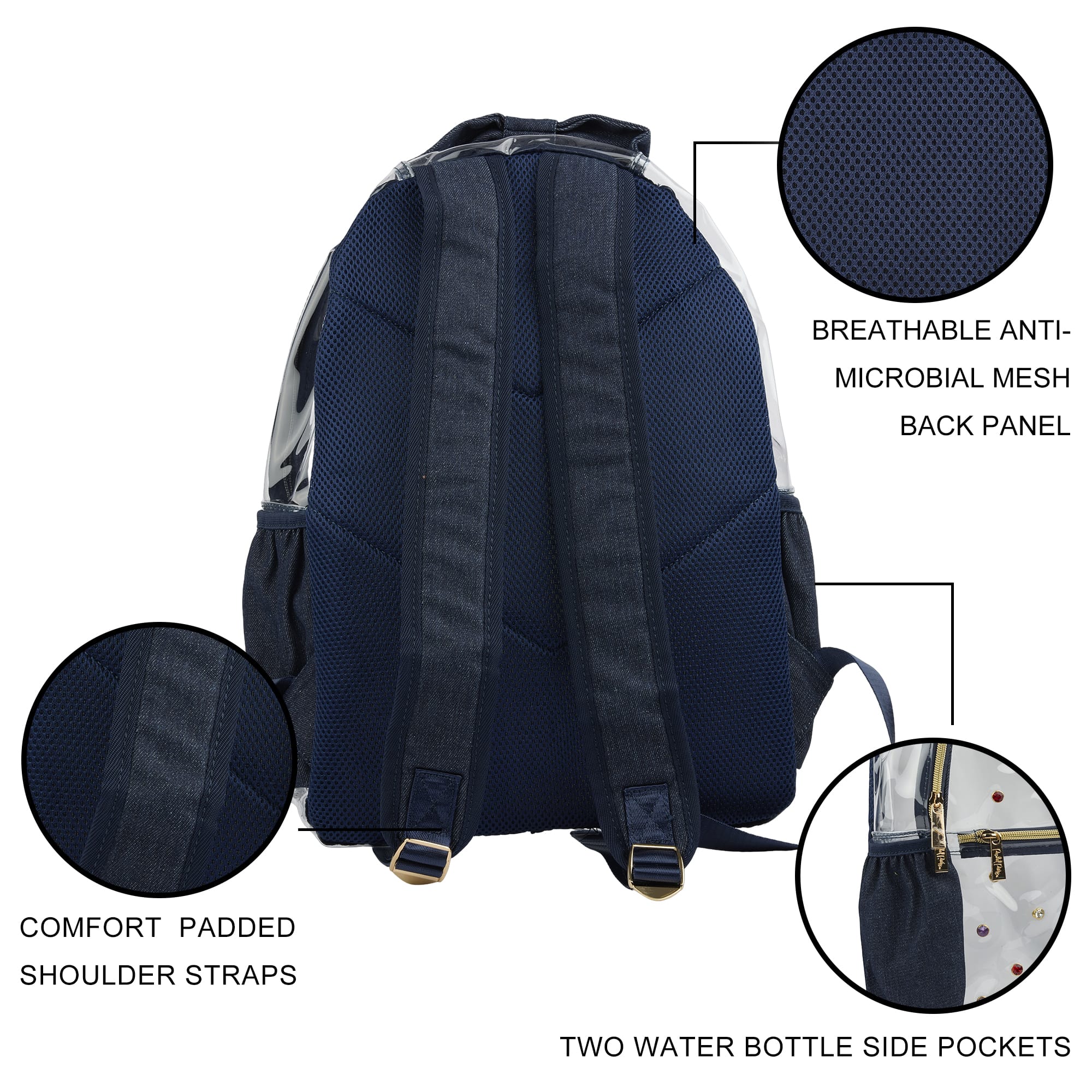 Denim and Gems Clear Backpack