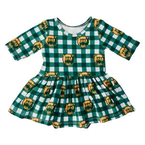Baylor Plaid Bear 3/4 Sleeve Twirl Bodysuit
