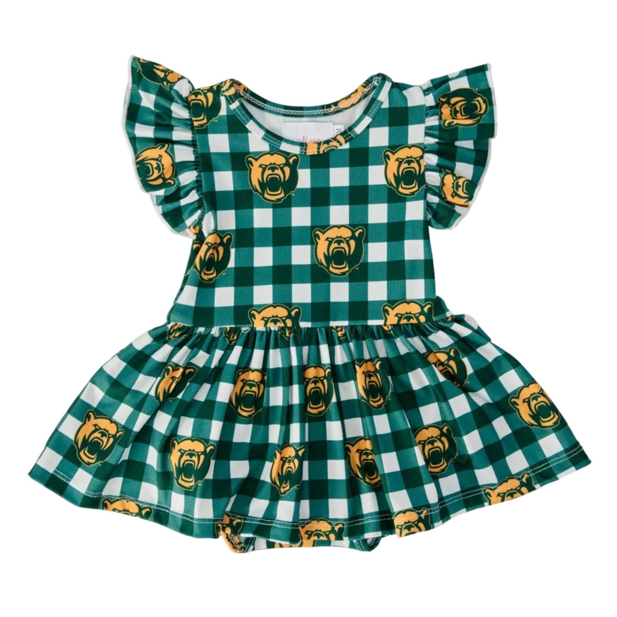 Baylor Plaid Bear Flutter Twirl Bodysuit