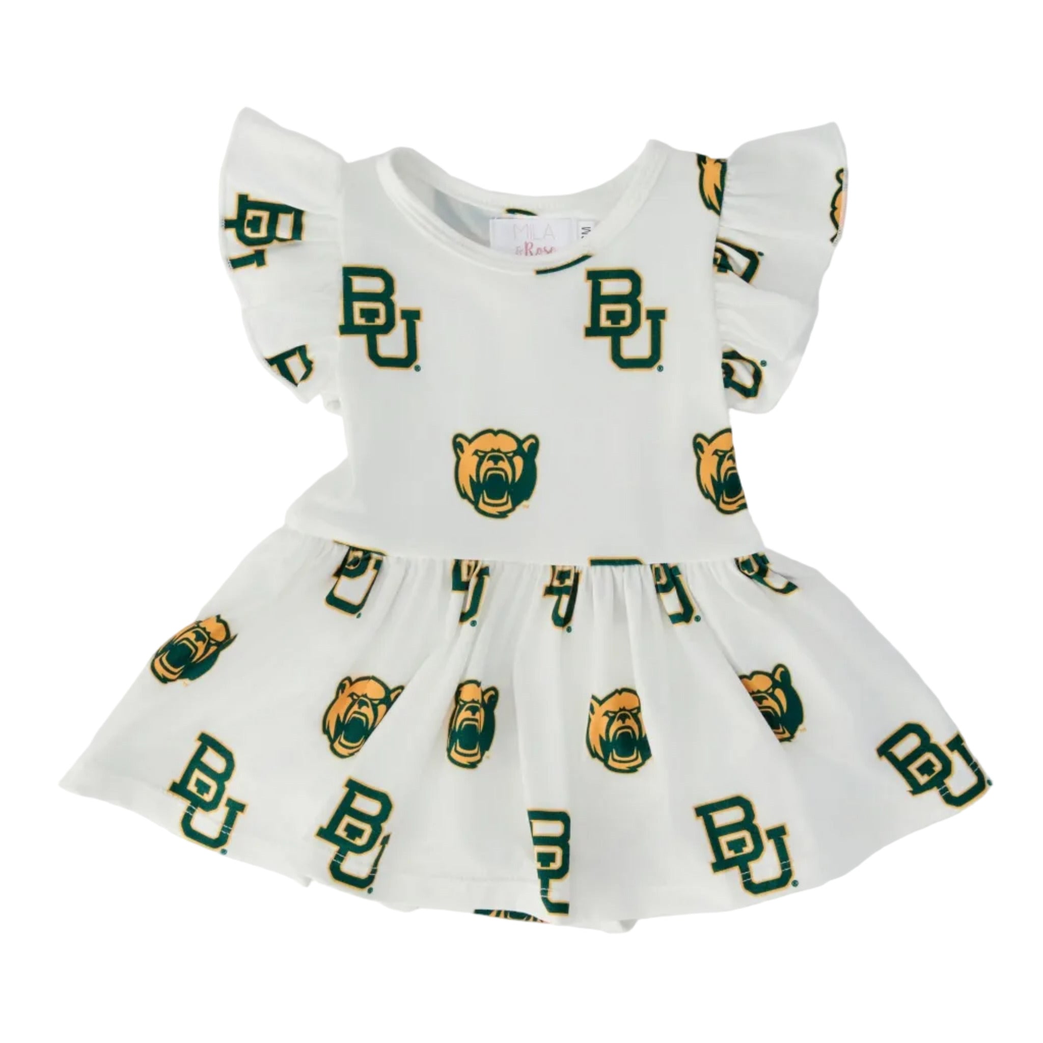 Baylor White Bear Flutter Twirl Bodysuit