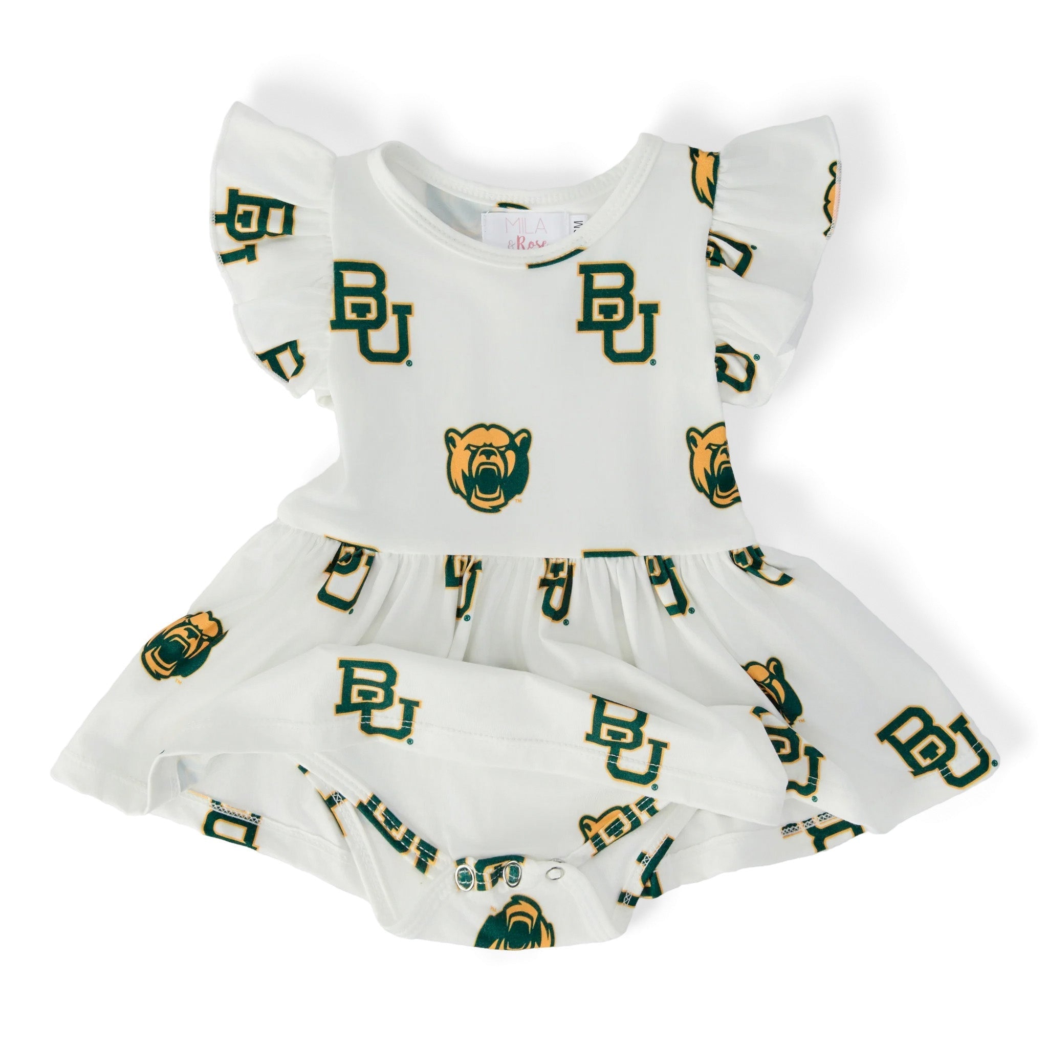 Baylor White Bear Flutter Twirl Bodysuit