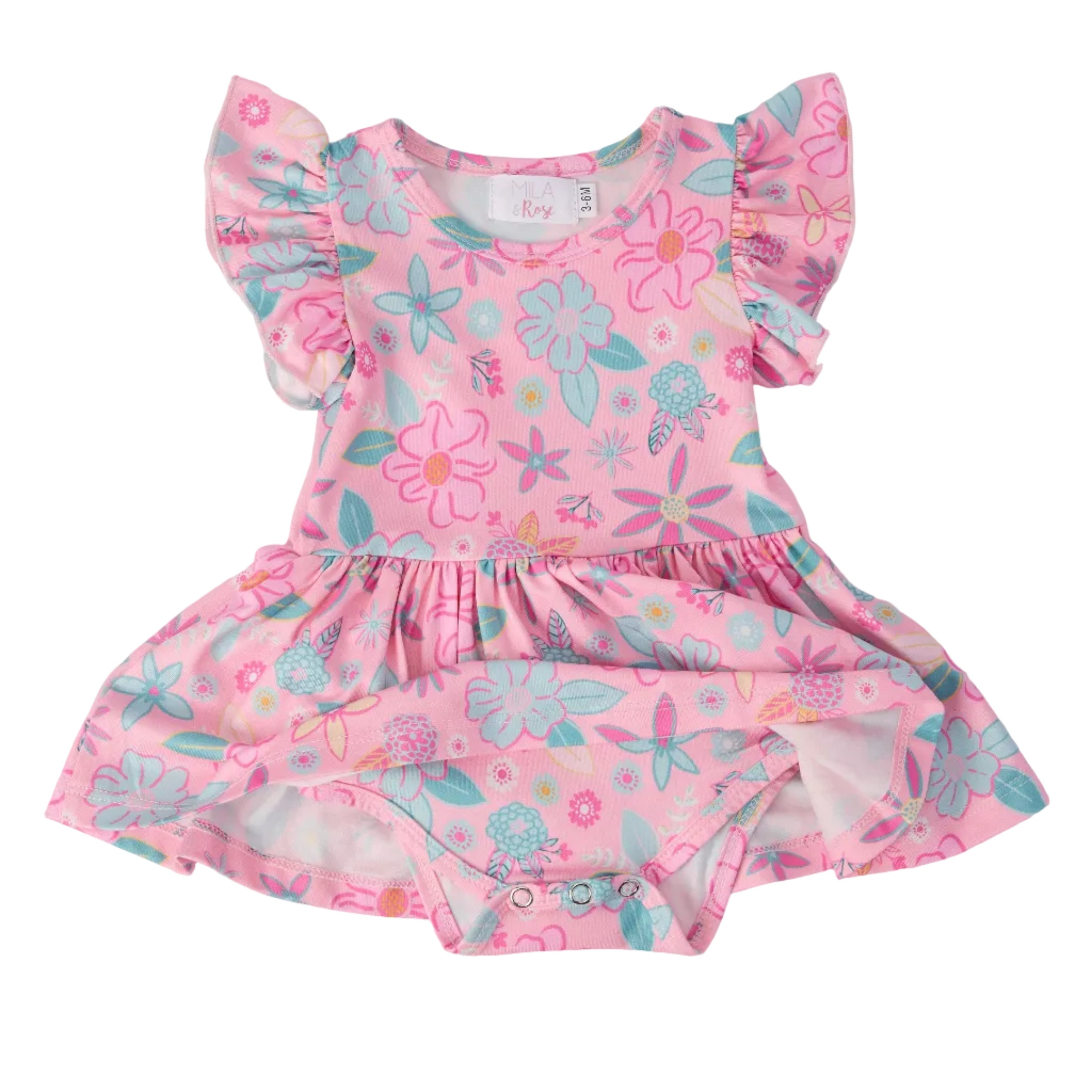 Beachy Blooms S/S Flutter Twirl Bodysuit
