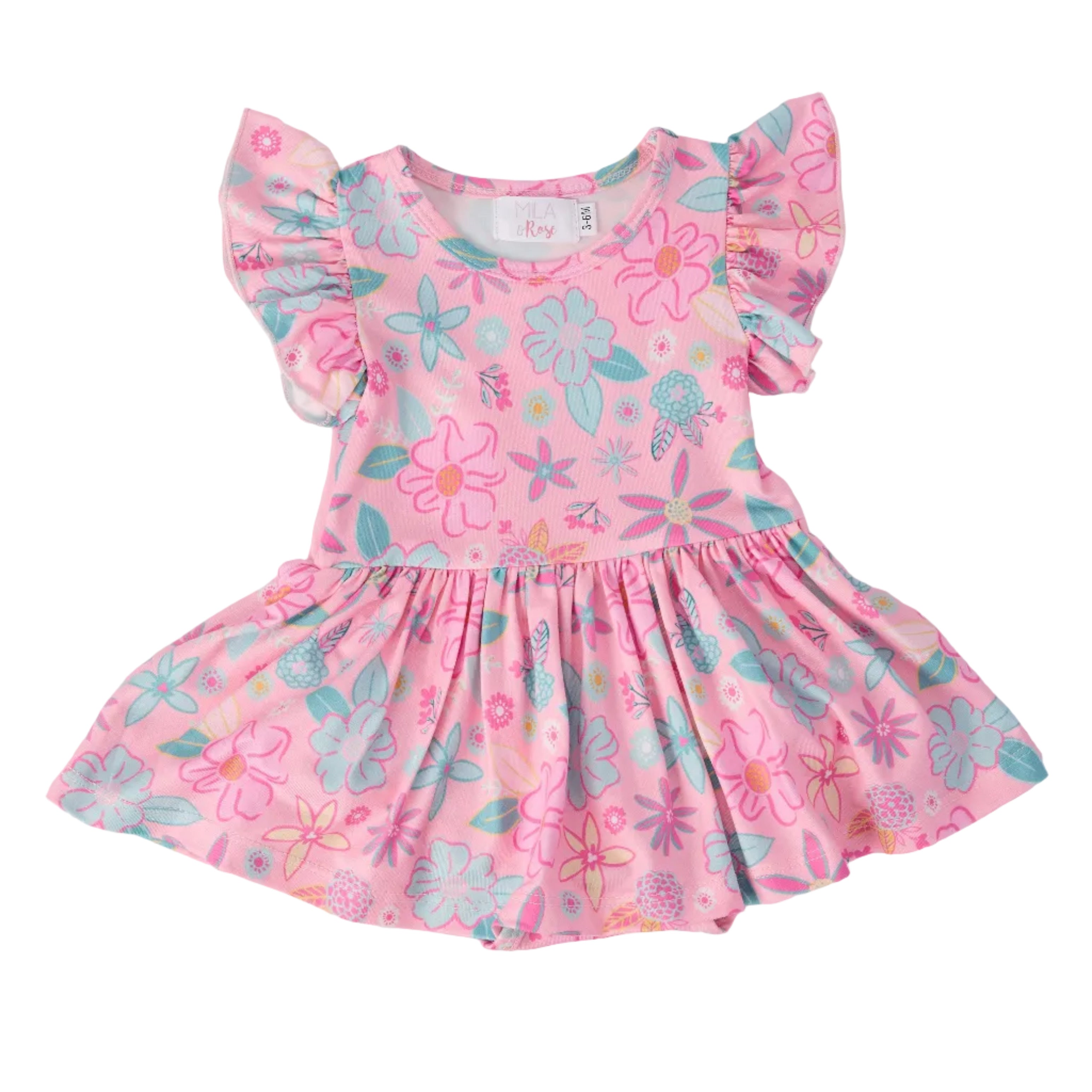 Beachy Blooms S/S Flutter Twirl Bodysuit