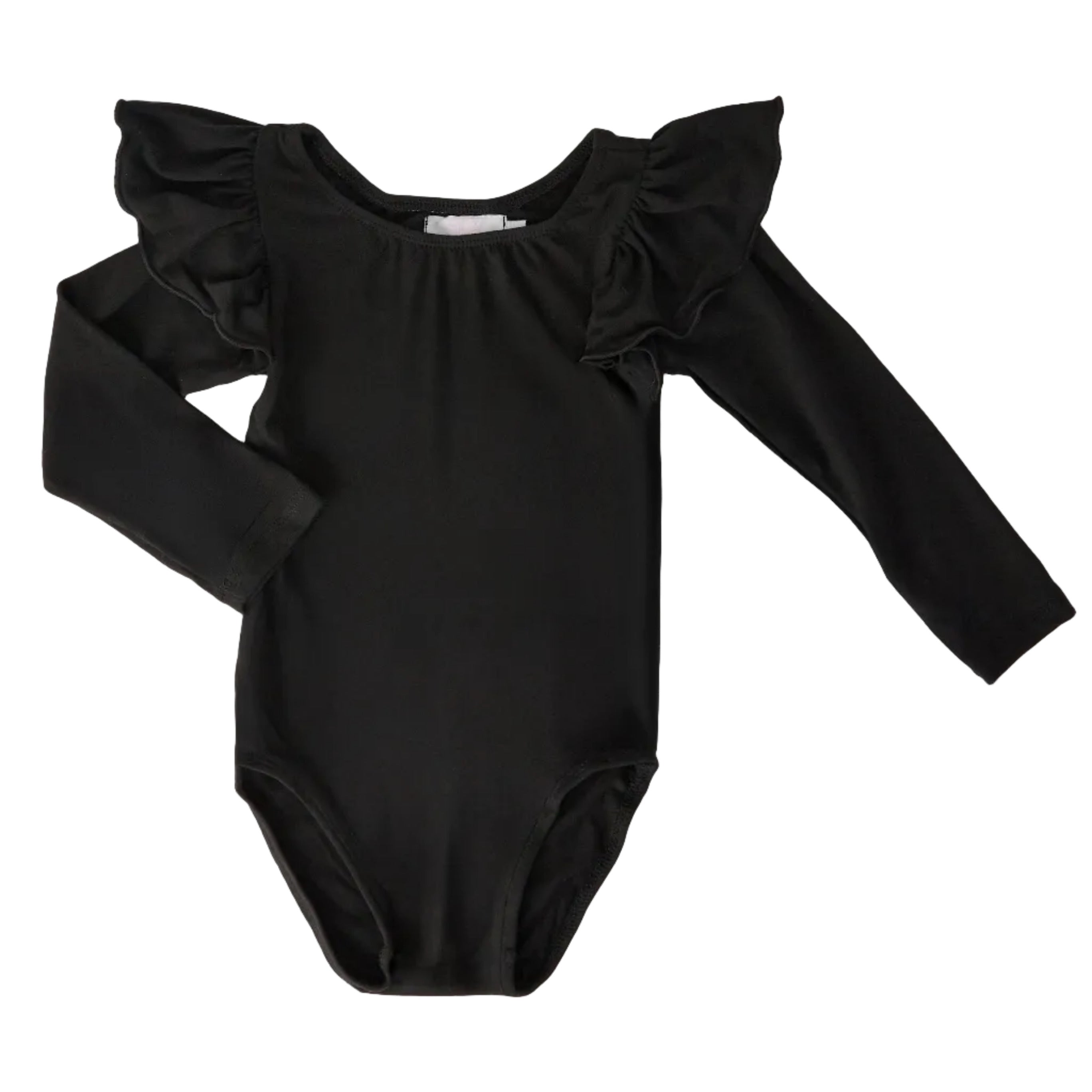 Black L/S Flutter Sleeve Leotard