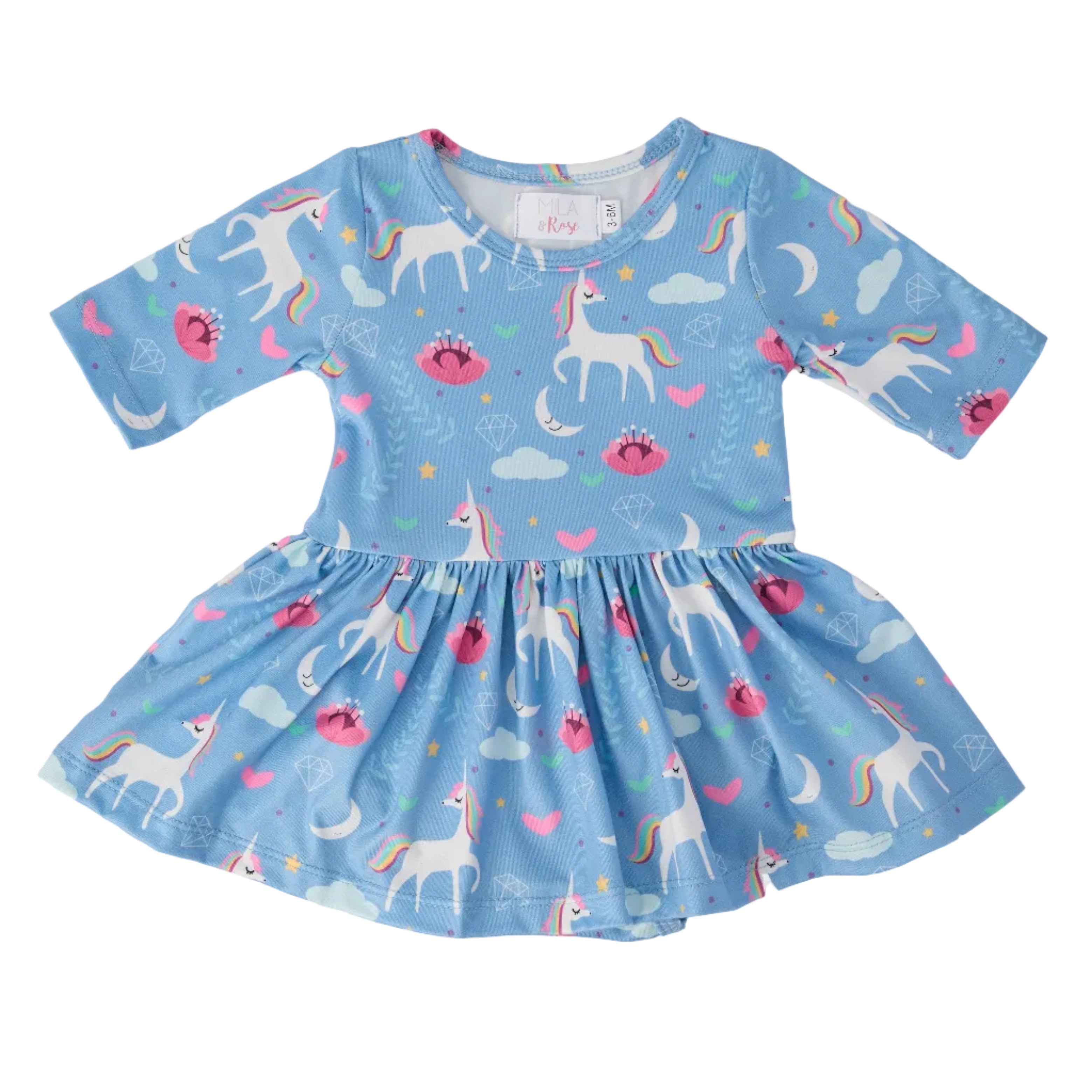 Blue Moon 3/4 Sleeve Twirl Bodysuit