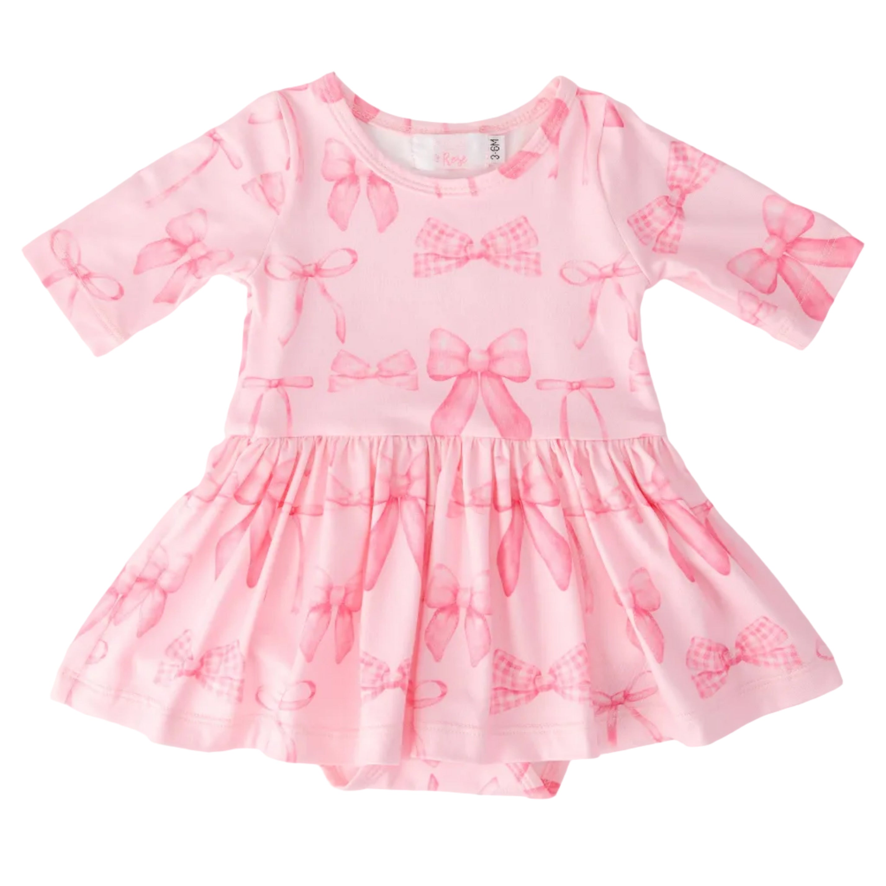 Blushing Bows 3/4 Sleeve Twirl Bodysuit