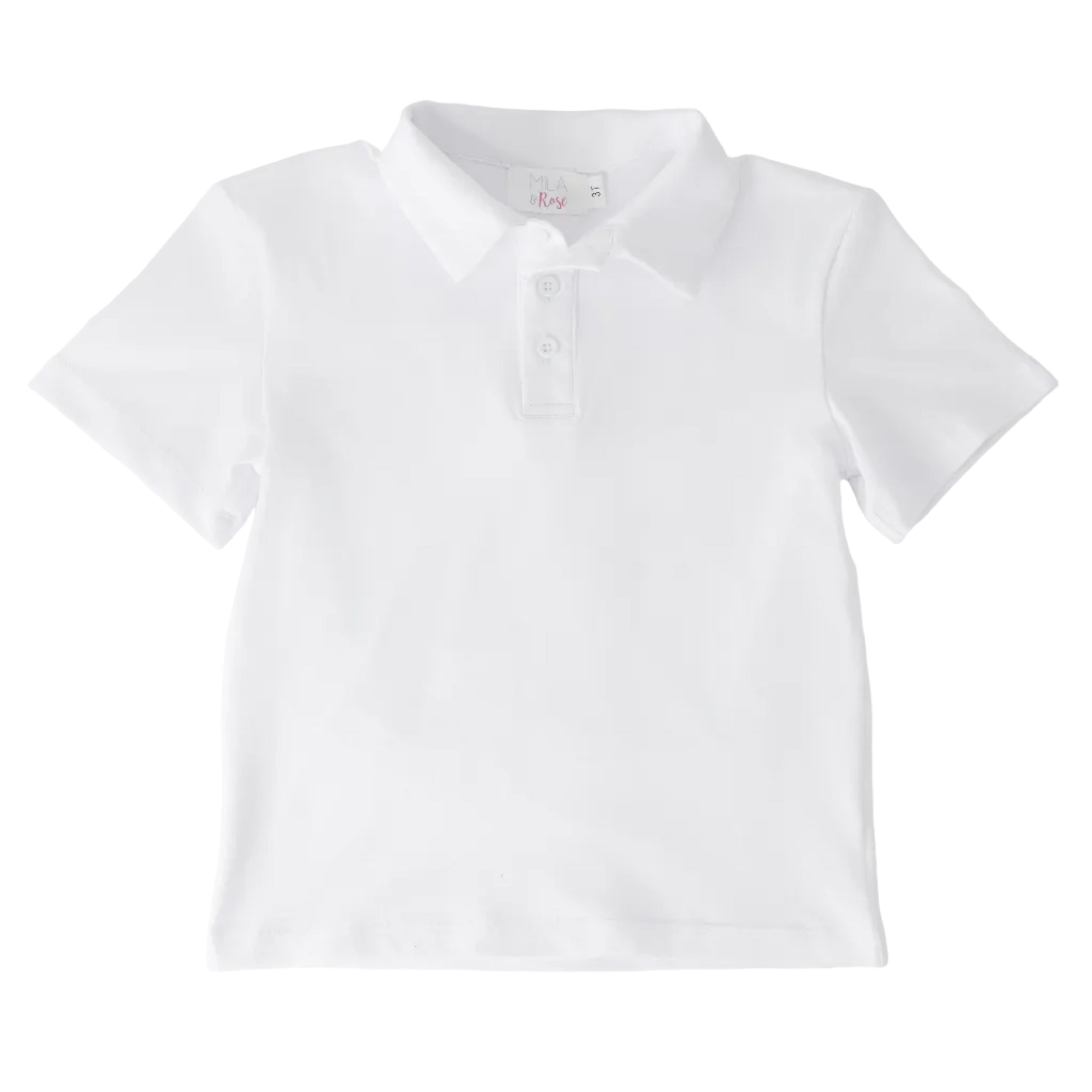 Boys White S/S Polo