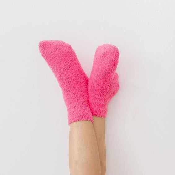 Bright Pink/Coconut Star Cozy Socks