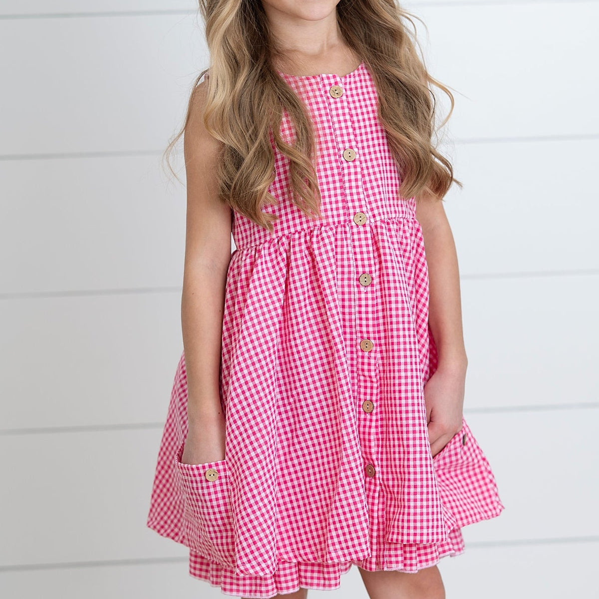 Brooke Hot Pink Gingham Dress