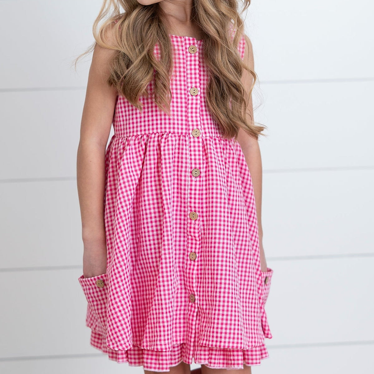 Brooke Hot Pink Gingham Dress