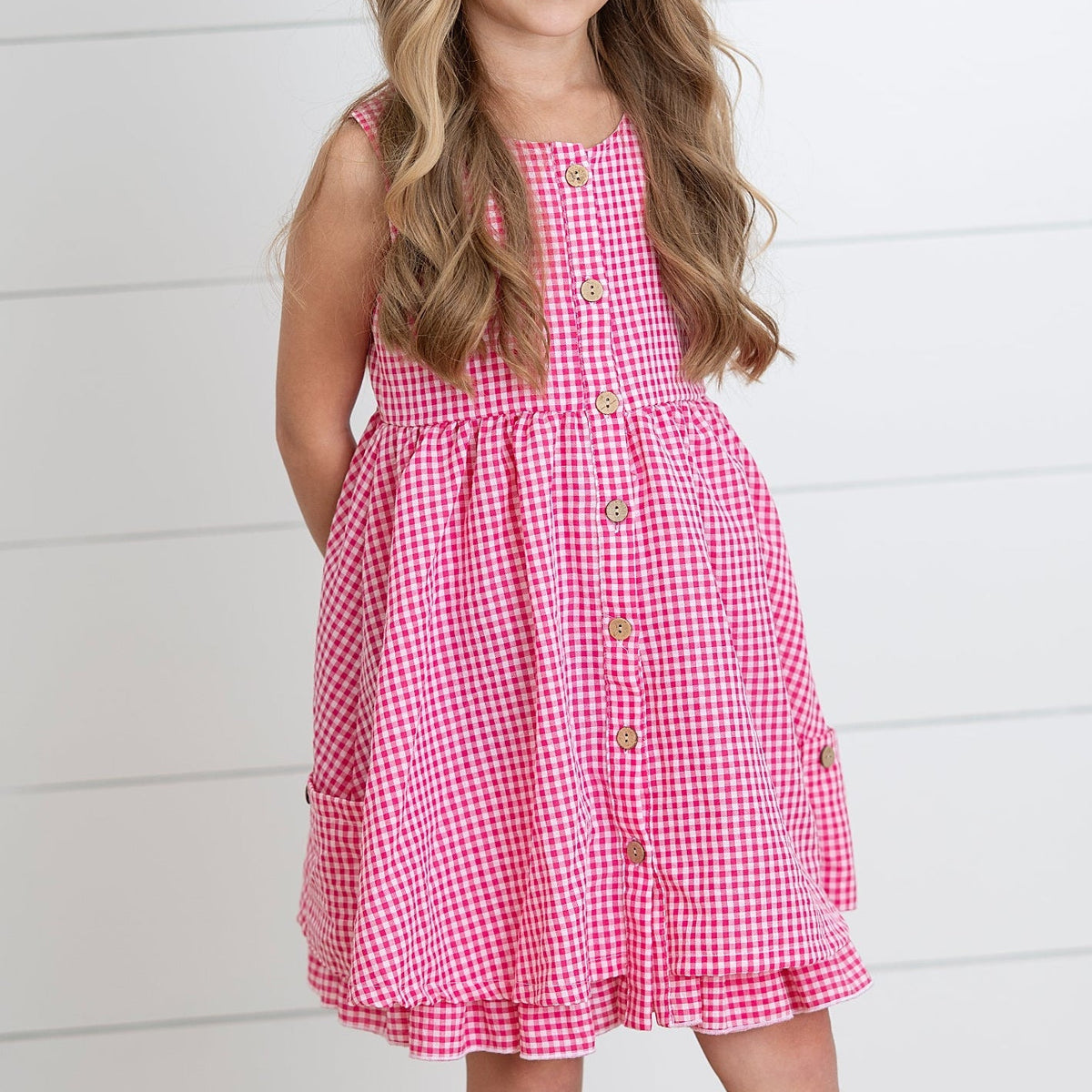 Brooke Hot Pink Gingham Dress