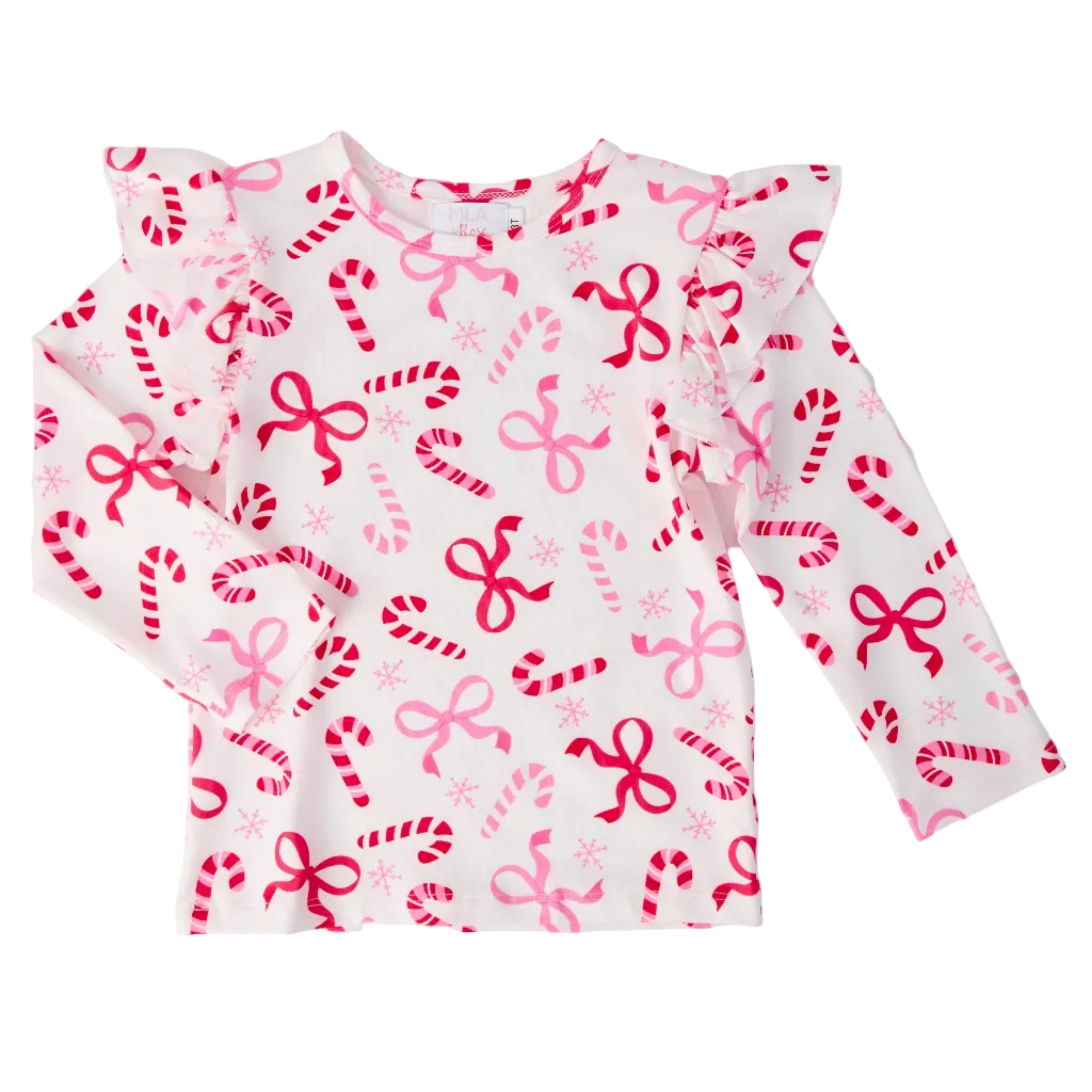 Candy Cane Lane L/S Ruffle Tee