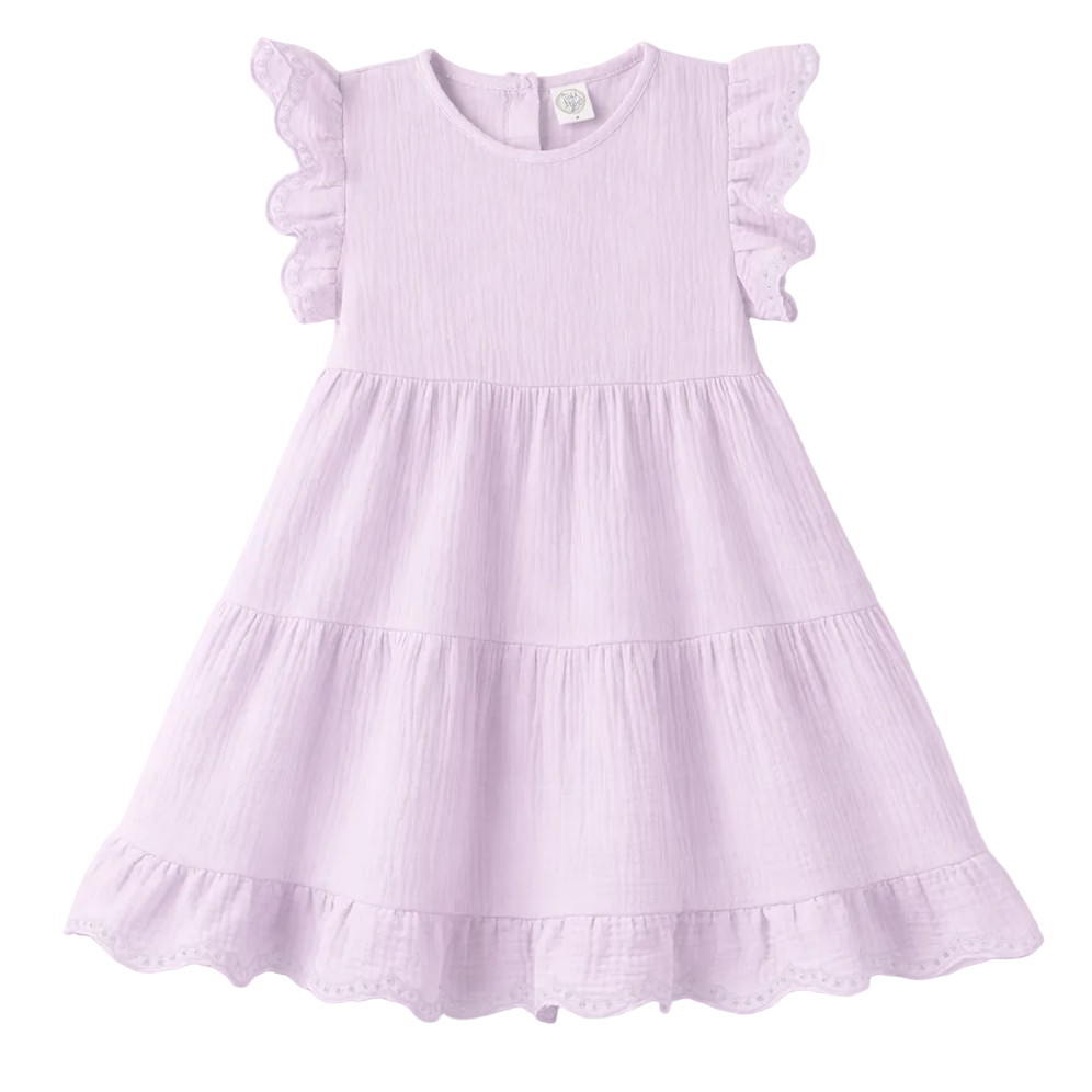 Lavender Eyelet Flutter Sleeve Gauze Easter Dress