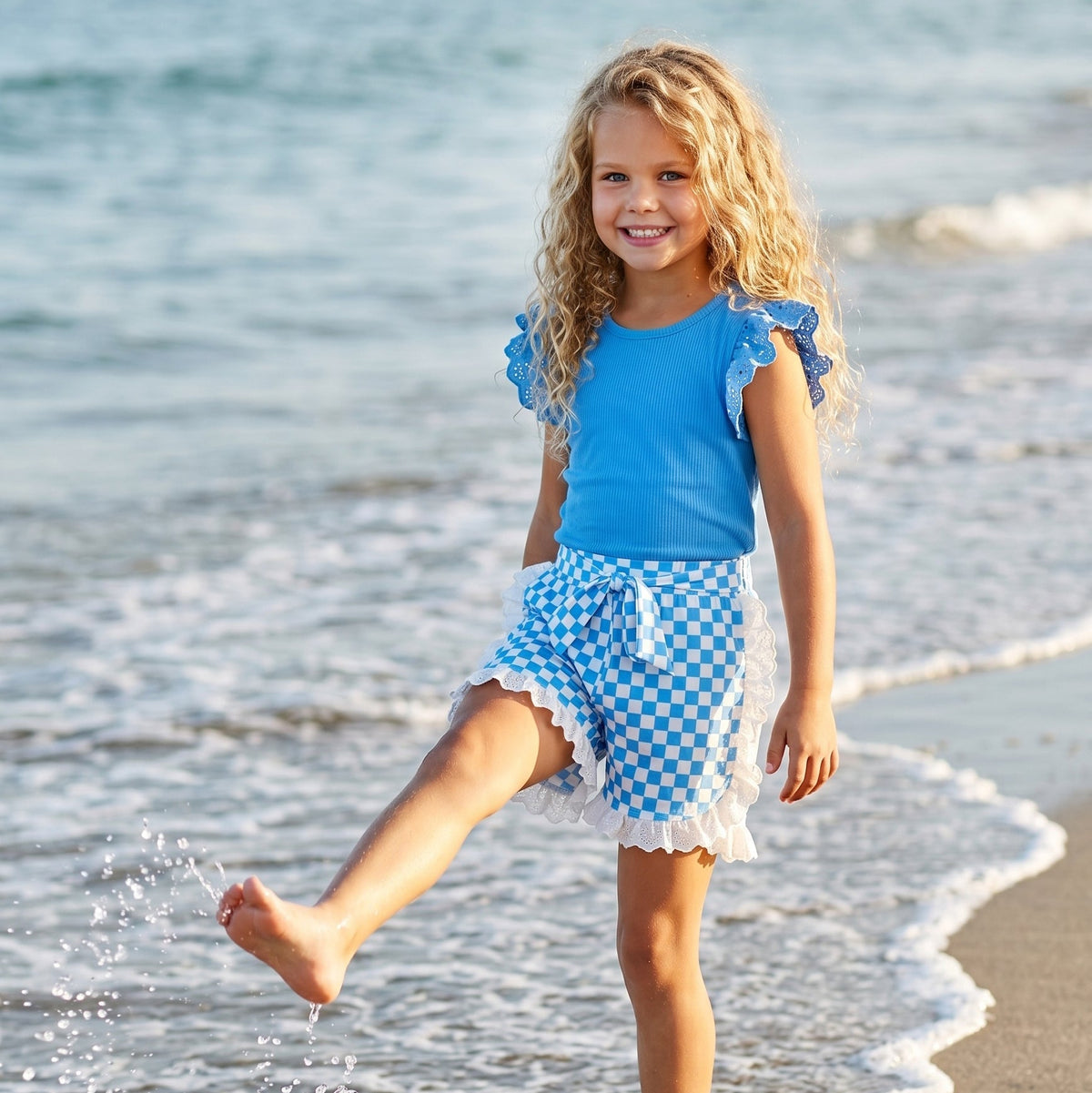 Chloe Blue Check Short Set