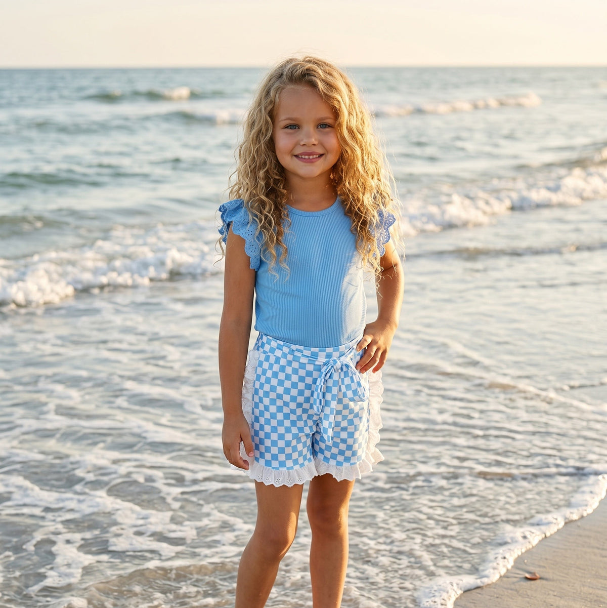 Chloe Blue Check Short Set