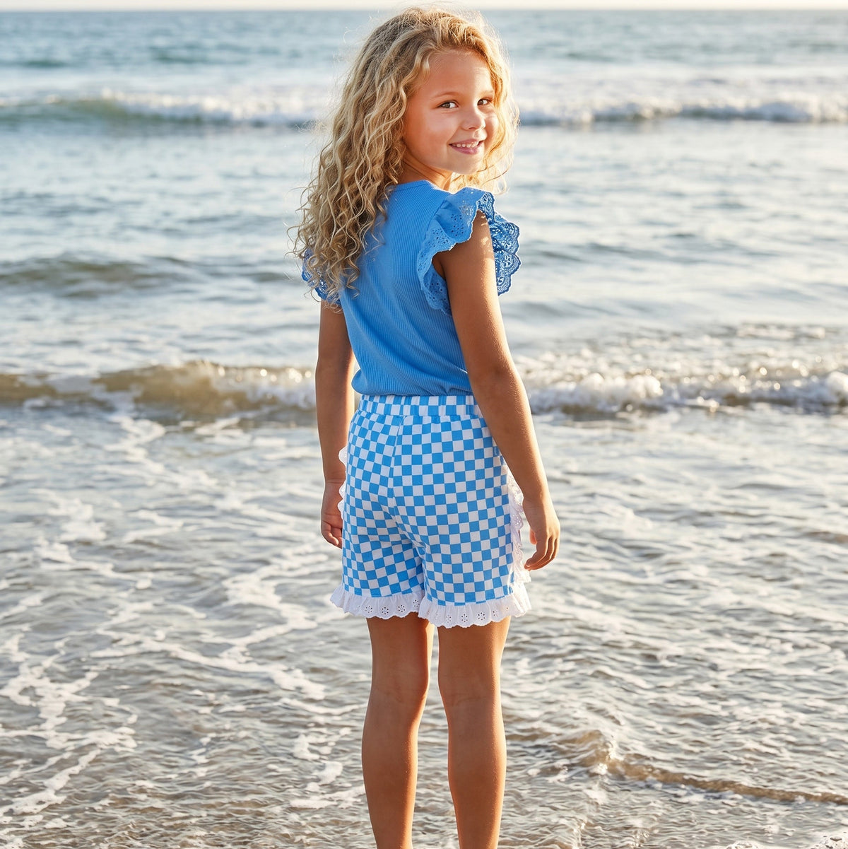 Chloe Blue Check Short Set