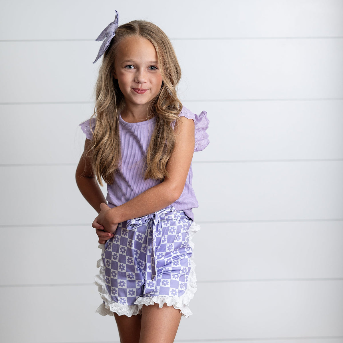 Chloe Lavender Check Short Set