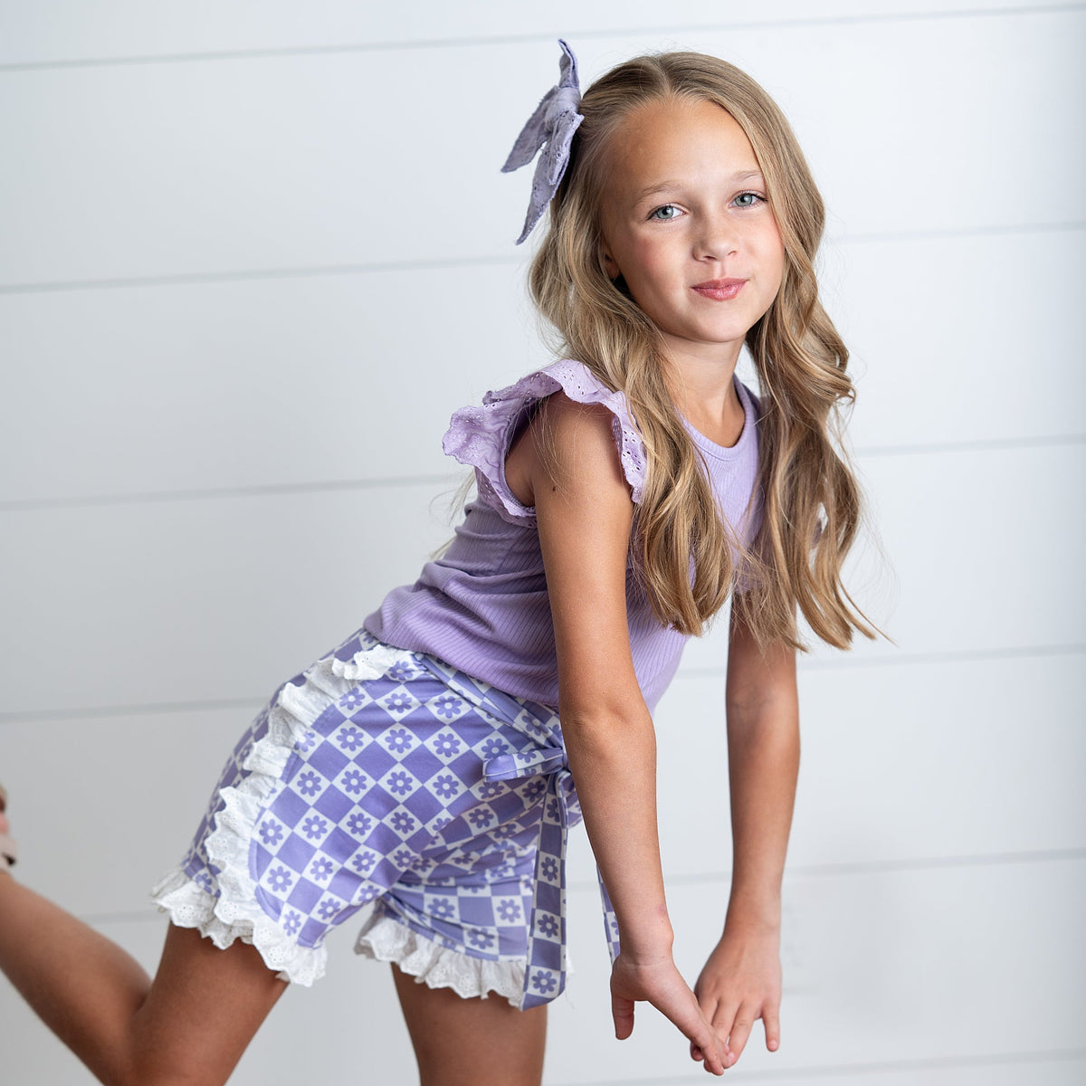 Chloe Lavender Check Short Set