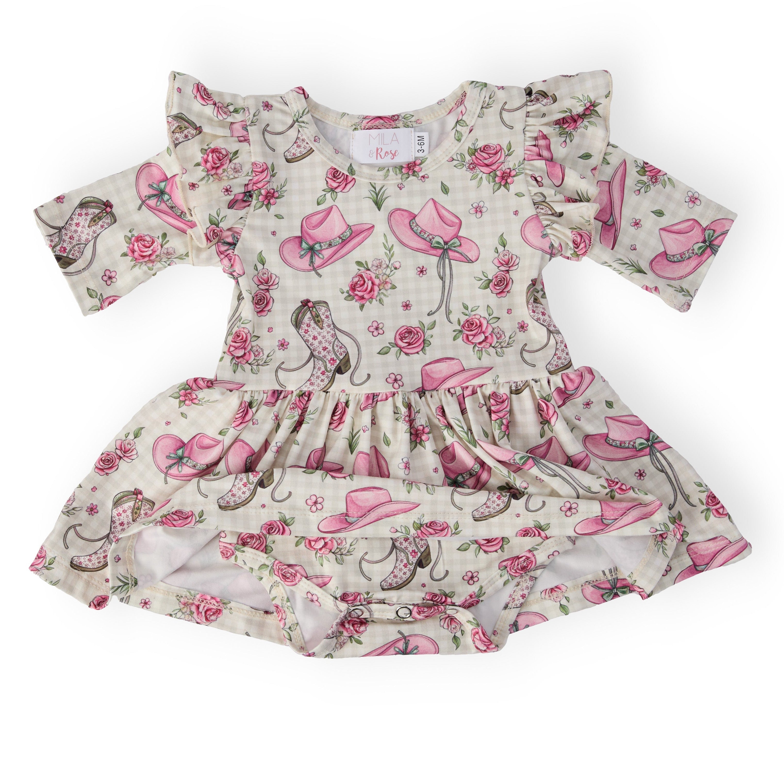 Cowgirl Cutie 3/4 Sleeve Flutter Twirl Bodysuit