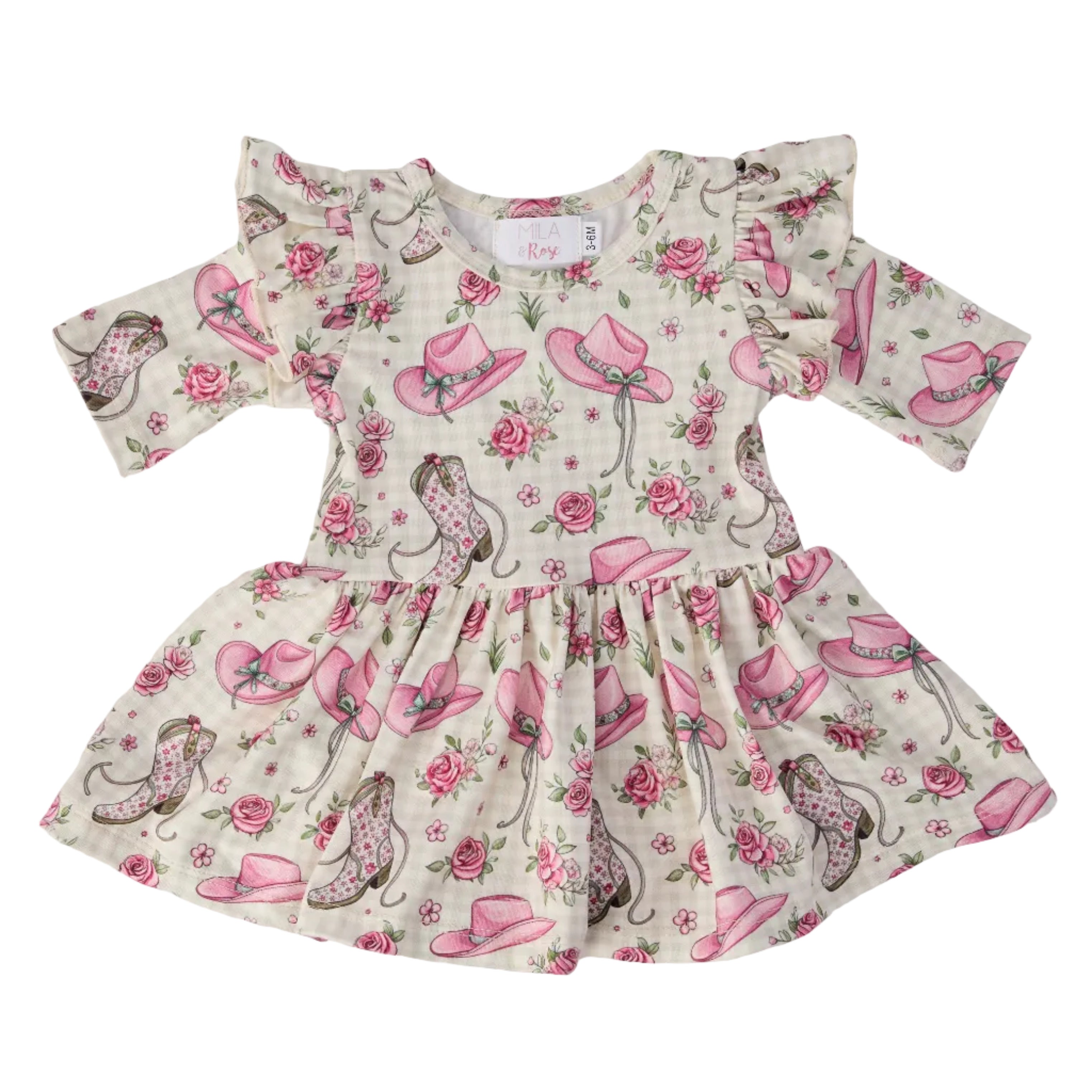 Cowgirl Cutie 3/4 Sleeve Flutter Twirl Bodysuit