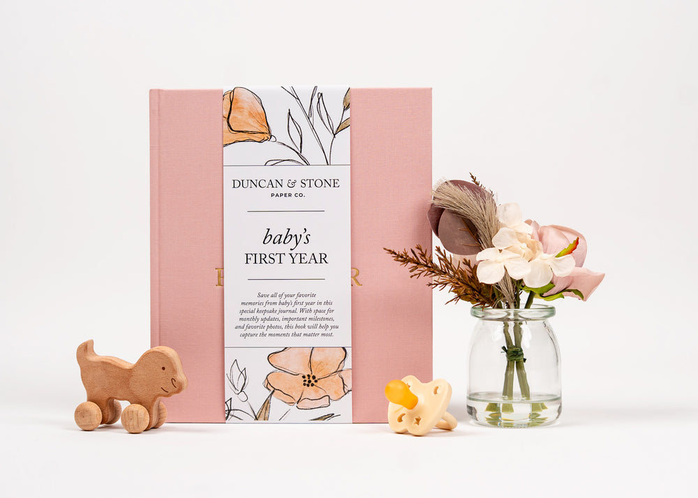 Baby's First Year Memory Book & Photo Album - Dusty Rose